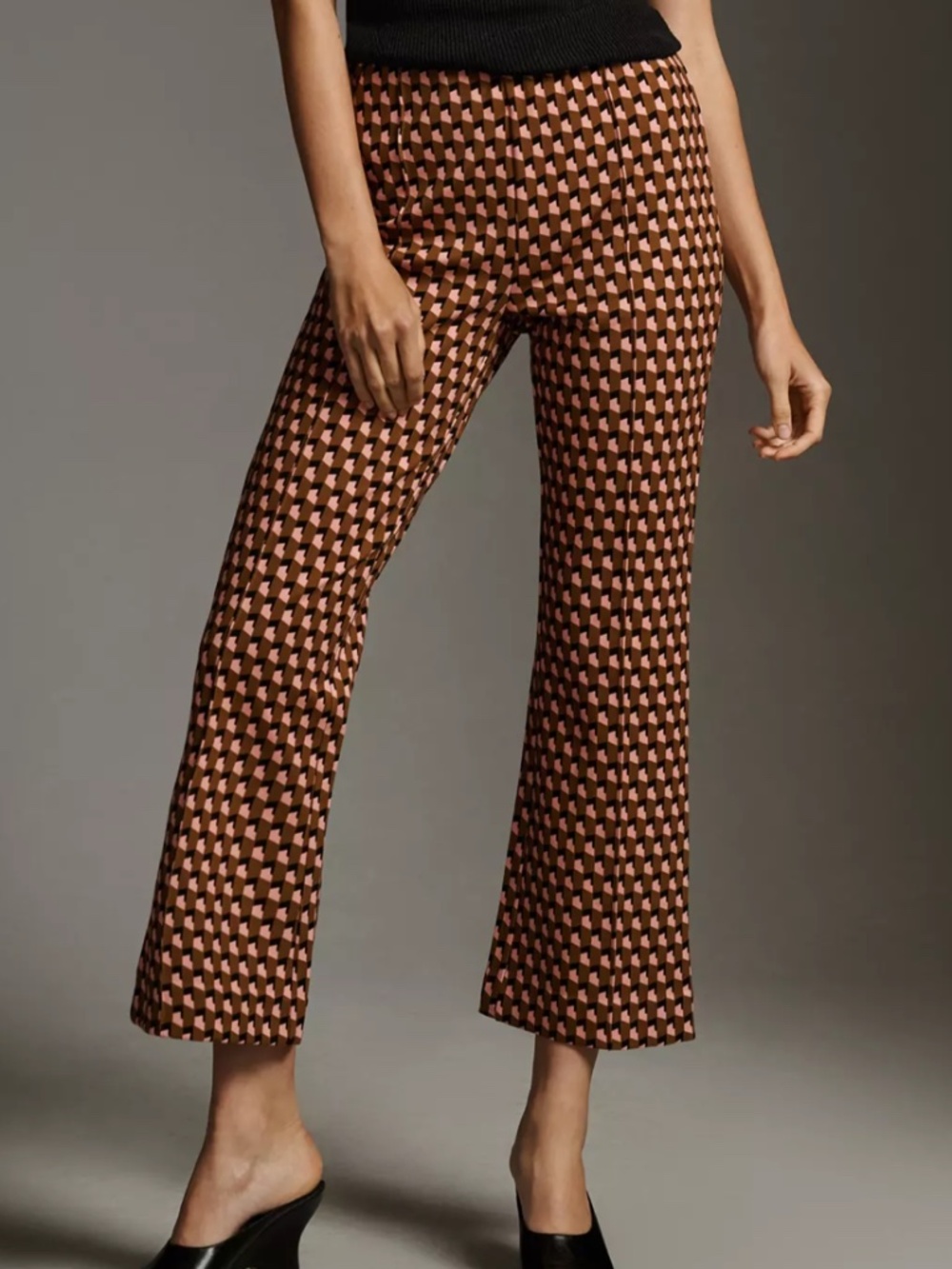 Maeve By Anthropologie The Margot Kick-Flare Cropped Pants XSP Office Retro Mod